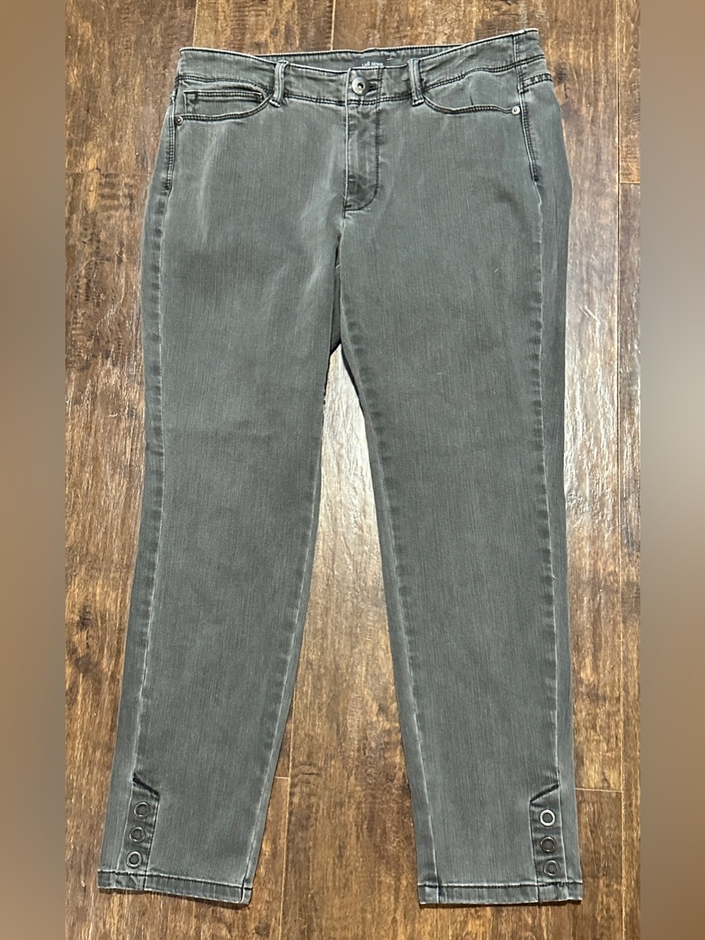 J. Jill Womens Authentic Fit Slim Ankle Snap Cuff Gray Denim Jeans Women’s 6P